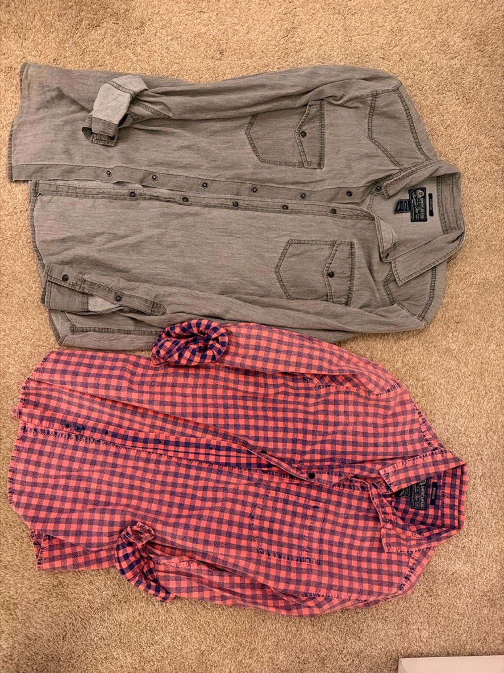 American Rag Pink and Navy Plaid Button-Down Shirt